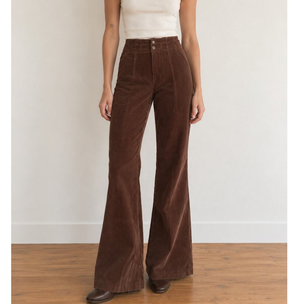 We The Free Brown Corduroy Flare Pants Women’s 29 High Rise Boho Free People 70s